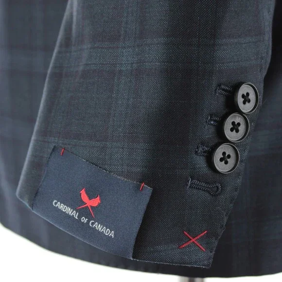 Cardinal of Canada NWT Wool Sport Coat Size 40S US In Dark Green w/ Navy Plaid